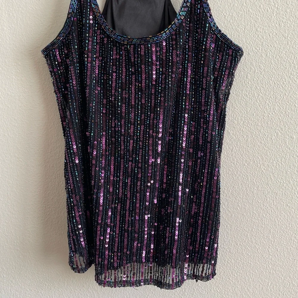 Parker Black and Purple Sequin Camisole Size XS - Picture 3 of 8